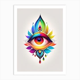 Chakra, Symbol, Third Eye Tattoo 3 Art Print