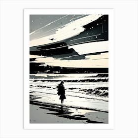 Girl On The Beach Art Print