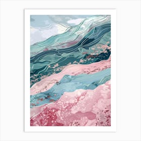 Pink And Blue Waves 2 Art Print