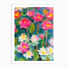 Water Lily Floral Print Abstract Block Colour 2 2 Flower Art Print