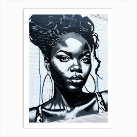 Graffiti Mural Of Beautiful Black Woman 209 Art Print