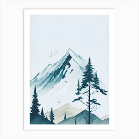 Mountain And Forest In Minimalist Watercolor Vertical Composition 321 Art Print