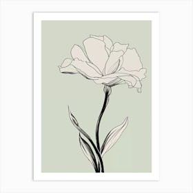 Gladioli Line Art Flowers Illustration Neutral 6 Art Print