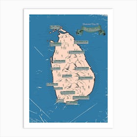 Sri Lanka Vintage Map Art Print