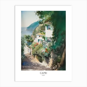 Capri Watercolour Travel Poster 6 Art Print