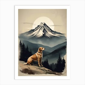 Golden Retriever In The Mountains Art Print