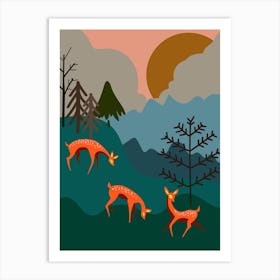 Roe Deer Animal Boho Bohemian Nature Art Print