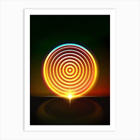 Neon Geometric Glyph in Watermelon Green and Red on Black n.0038 Art Print