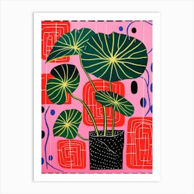 Pink And Red Plant Illustration Monstera Thai Constellation 4 Art Print