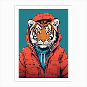 Tiger Illustrations Wearing A Windbreaker 1 Art Print