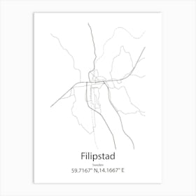 Filipstad,Sweden Minimalist Map Art Print