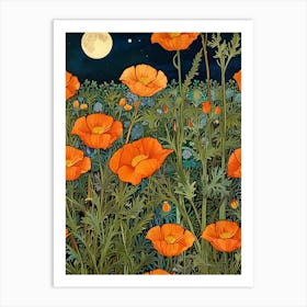 William Morris Poppies At Night Art Print