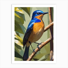 Blue Flycatcher Abstract 1 Art Print