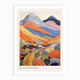 Mullach Nan Coirean Scotland Colourful Mountain Illustration Poster Art Print
