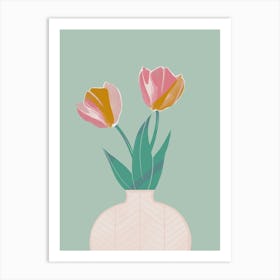 Tulip Vase Pale Green Art Print