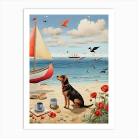 Dog On The Beach 6 Art Print