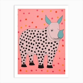 Pink Polka Dot Rhinoceros 2 Art Print