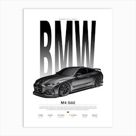 Bmw M4 G82 Competition Cool Sports Car Automotive Supercar Art Print