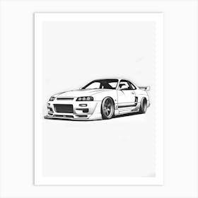 Nissan Gtr Line Drawing 9 Art Print