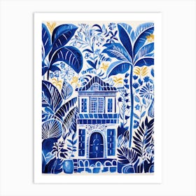 Blue House In The Jungle Art Print