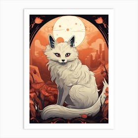 Tibetan Sand Fox Moon Illustration 2 Art Print
