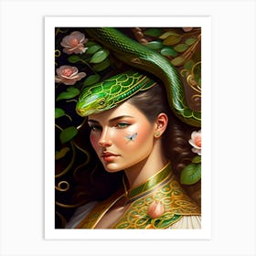 Chinese Woman With Snake Art Print