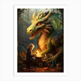 Peaceful Dragon And Kids 3 Art Print