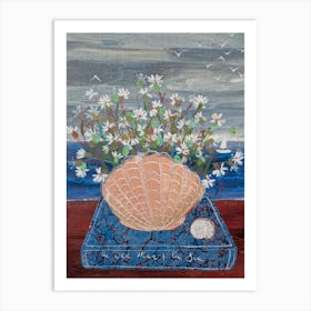 A Book And Sea Campion Bouquet Art Print