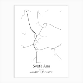 Sveta Ana,Slovenia Minimalist Map Art Print