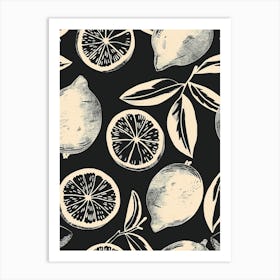 Monochrome Lemons Art Print