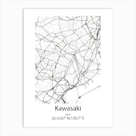 Kawasaki,Japan Minimalist Map Art Print