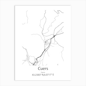 Cuers,France Minimalist Map Art Print