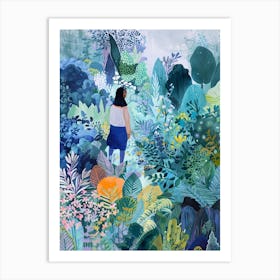 In The Garden Blue 5 Art Print