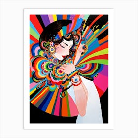 Woman With Colorful Hair 6 Art Print