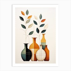 Vases And Leaves 2 Art Print