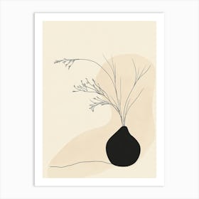 Black And White Drawing Of A Vase Art Print