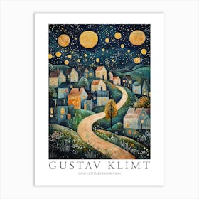 Gustav Klimt Print Night Town Klimt Poster Klimt Exhibition Poster Painting Flower Garden Stars Art Print