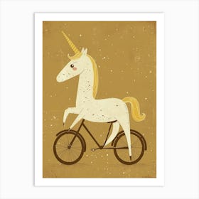 Unicorn Riding A Bike Muted Pastels 1 Art Print