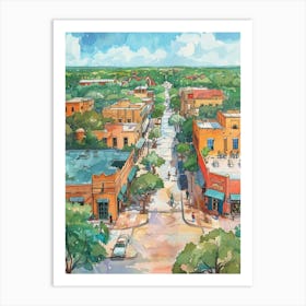 Storybook Illustration Red River Cultural District Austin Texas 1 Art Print