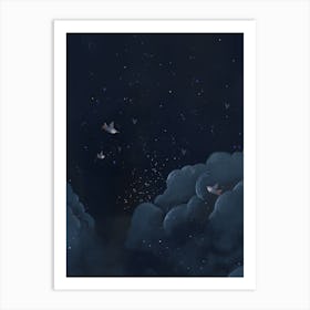 Birds In The Night Sky Art Print