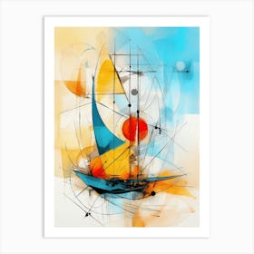 Sailboat 06 - Avant Garde Abstract Painting in Yellow, Red and Blue Color Palette in Modern Style Art Print