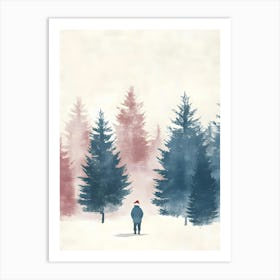 Santa In The Forest Art Print