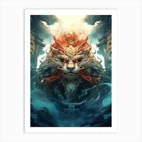 Lion Sky Mountain Art Print