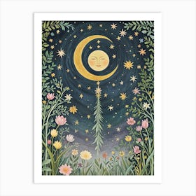 Floral Charm In The Night Sky Art Print