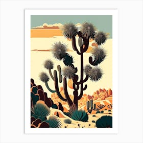 Joshua Tree Pattern Retro Illustration (7) Art Print