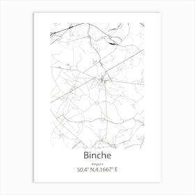 Binche,Belgium Minimalist Map Art Print