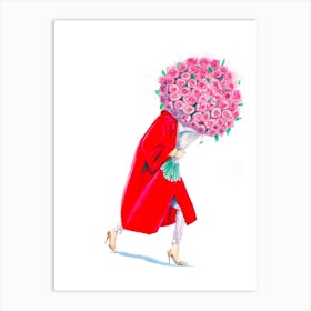 Paris Fashion Week Pink Roses Art Print