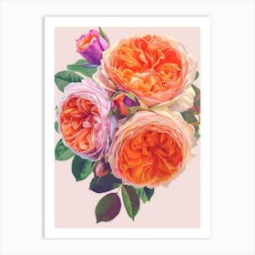 English Roses Painting Rose In A Heart 1 Art Print