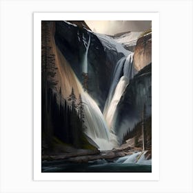 Takakkaw Falls, Canada Realistic Photograph (1) Art Print