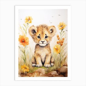 Colouring Watercolour Lion Art Painting 2 Art Print